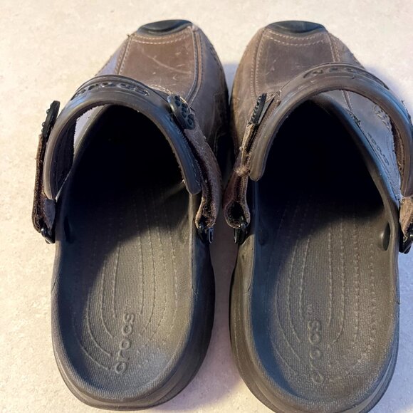 Crocs Swiftwater Leather Sandals Men's Size 7 Brown - Picture 3 of 11